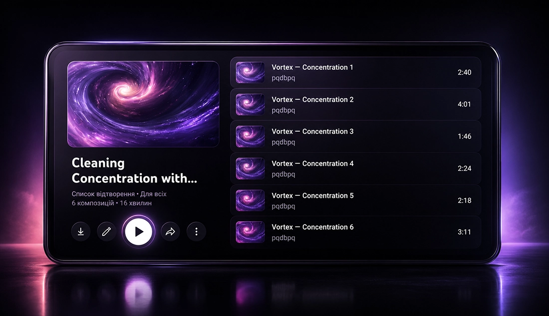 Концепція Vortex — клінінг-планер і плейлист концентрації
